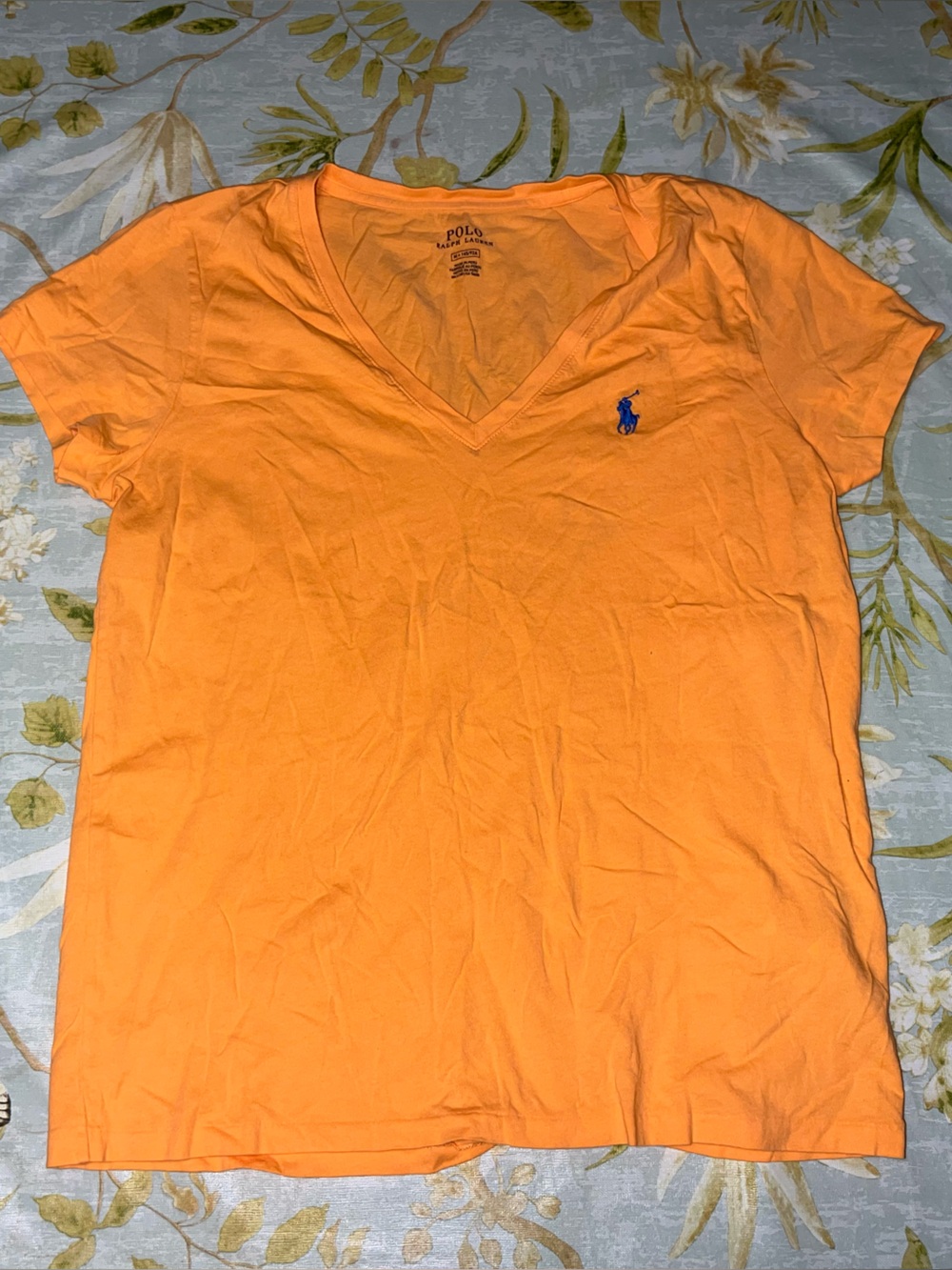 Polo by Ralph Lauren Orange V-Neck Polo Shirt with Blue Pony